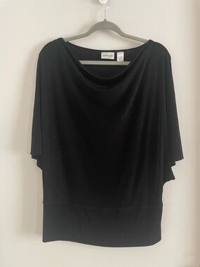 Chico’s Travelers Black Draped Top Size S/M (231)